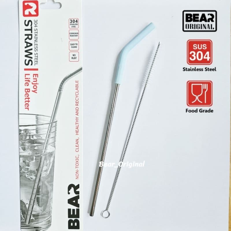 BEAR ชุดหลอดปลายซิลิโคน+แปรงล้าง สแตนเลส304 วัสดุ Food Grade ปลอดภัยใช้ได้ยาวนาน รูปที่ 6
