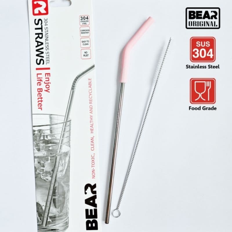 BEAR ชุดหลอดปลายซิลิโคน+แปรงล้าง สแตนเลส304 วัสดุ Food Grade ปลอดภัยใช้ได้ยาวนาน รูปที่ 2