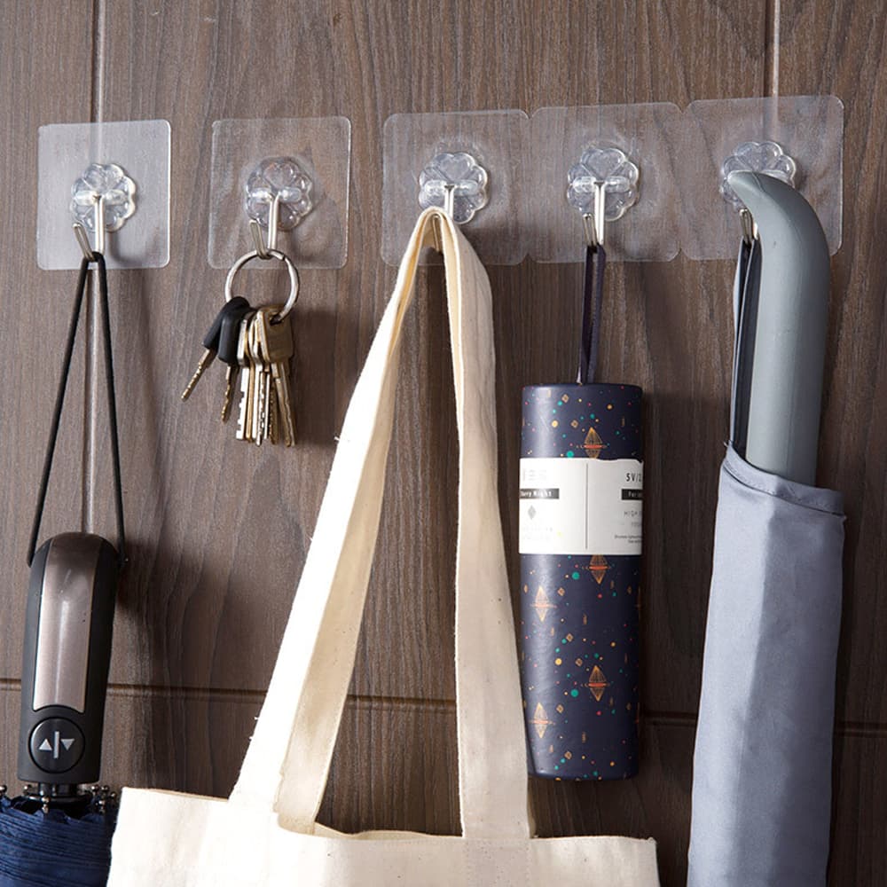ตะขอติดผนัง ตะขอแปะผนัง หมุดตะขอใส ตะขอแขวนของ DIY ที่แขวนไม้กวาด Magic Hook สติ๊กเกอร์ติดผนัง ที่แขวนของ รูปที่ 3