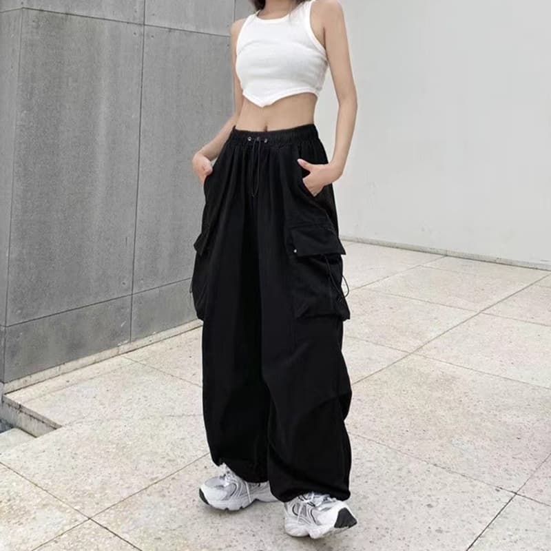 S-10XL กางเกงคาร์โก้สไตล์อเมริกัน กางเกงขากว้าง ทรงหลวม เอวปรับได้สามารถใส่ได้ทั้งผู้หญิงผู้ชาย รูปที่ 6