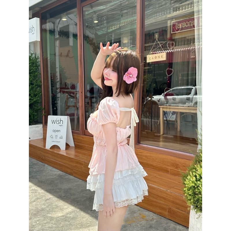 Levenn.bkk • Nanny Crop เสื้อแขนตุ๊กตา เนื้อผ้ามีแท็กเจอร์ ทรงสวย รูปที่ 5