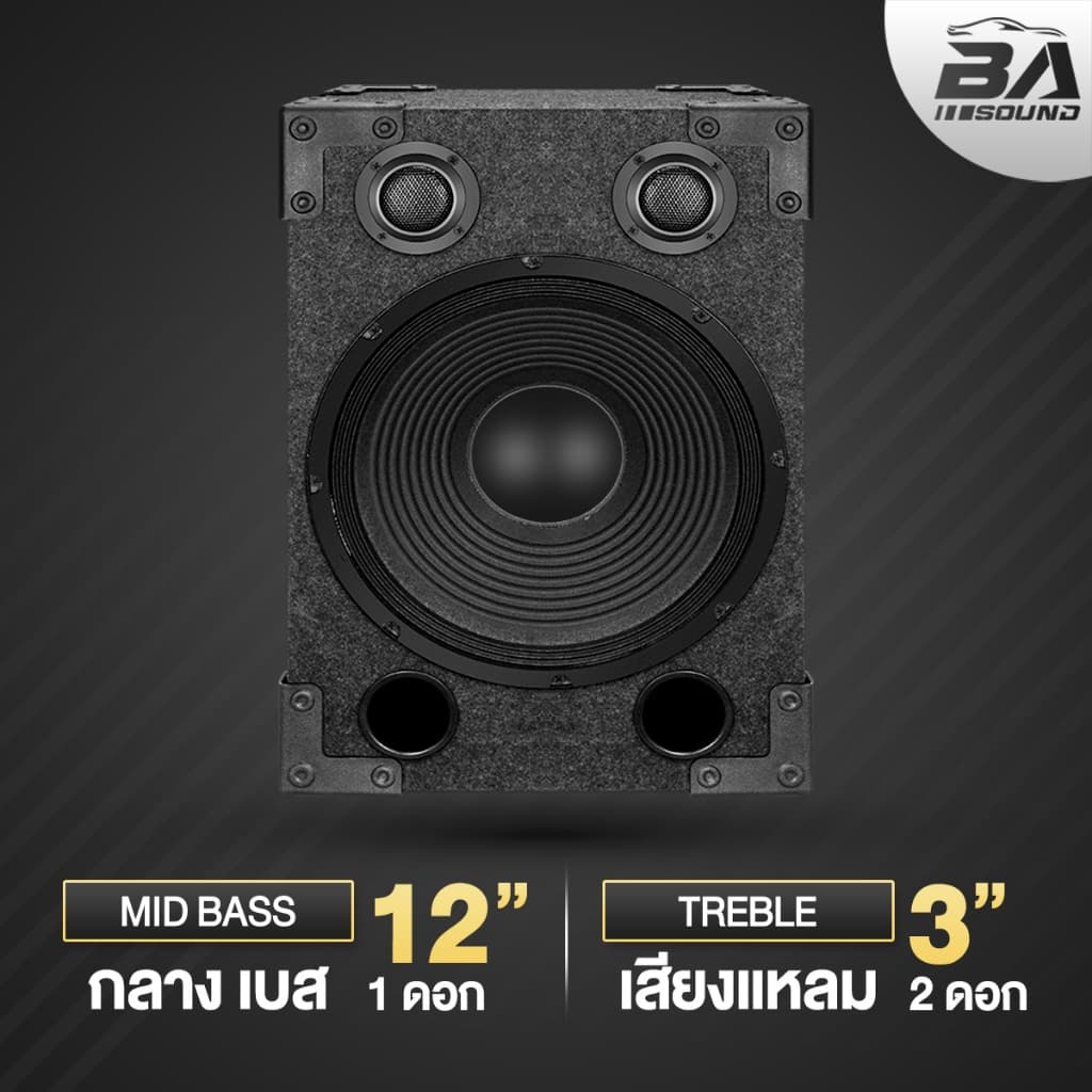 BA SOUND ตู้ลำโพงสำเร็จรูป 12นิ้ว 1000W แถมสายลำโพงฟรี BA-1212B ตู้ลำโพง12นิ้ว ตู้ลำโพงกลางแจ้ง 12นิ้ว ตู้ลำโพงประกอบ รูปที่ 3