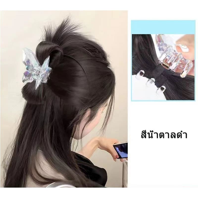 รูปลูกขนไก่ คริสตัล ผีเสื้อ แฮร์พีชแบบหนีบ กิ๊บติดผม ดูมีวอลลุ่ม สไตล์เกาหลี สําหรับผู้หญิง รูปที่ 5