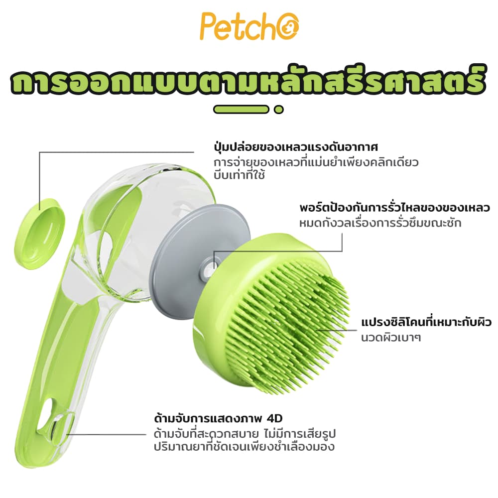 Petcho 2 in 1แปรงอาบน้ำสัตว์เลี้ยง แปรงอาบน้ำซิลิโคน หวีแปรงขนสัตว์ การใช้แบบเปียกและแห้ง ใส่แชมพู จับถนัดมือ รูปที่ 8