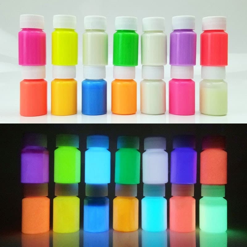 สีเรืองแสง สีผสม สีอะคริลิคเรืองแสงในที่มืด ทาเครื่องใช้หรือผสมสียูวีเรซิ่น อีพ้อกซี่  ตกแต่งเครื่องประดับต่างๆ diy