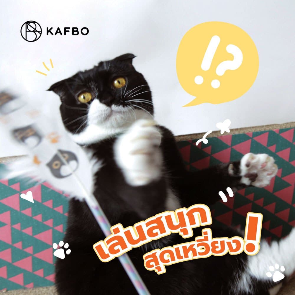 KAFBO ไม้ตกแมวขนนกปลอดสารพิษ Non Toxic Pigeo Stick Plawan ลายปลาวาฬ ไม้ล่อแมว ไม้ตกแมว ของเล่นแมว รูปที่ 4