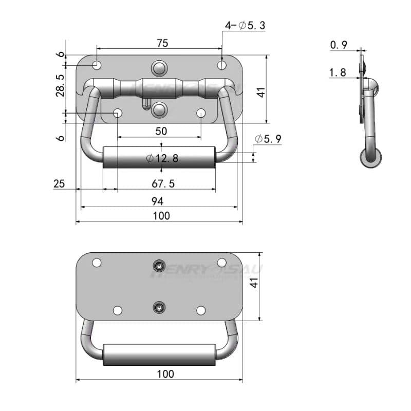 มือจับสปริง แบบเจาะขันสกรู แบบพับได้ ขนาด 100mm 130mm 162mm หูหิ้ว ตู้ลำโพง Diy มี 3 ขนาด ราคาต่อ 1 ตัว สีเงินและสีดำรมค รูปที่ 3