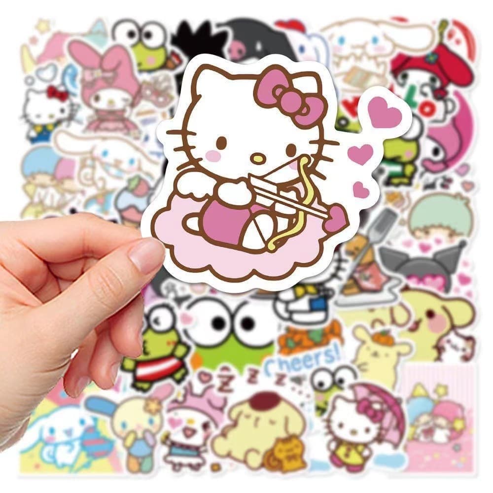 100แผ่น น่ารัก sanrio การ์ตูน สติ๊กเกอร์ สําหรับตกแต่งกระเป๋าเดินทาง iPad ตู้เย็น ถ้วยน้ำ แล็ปท็อป กีตาร์ DIY รูปที่ 4
