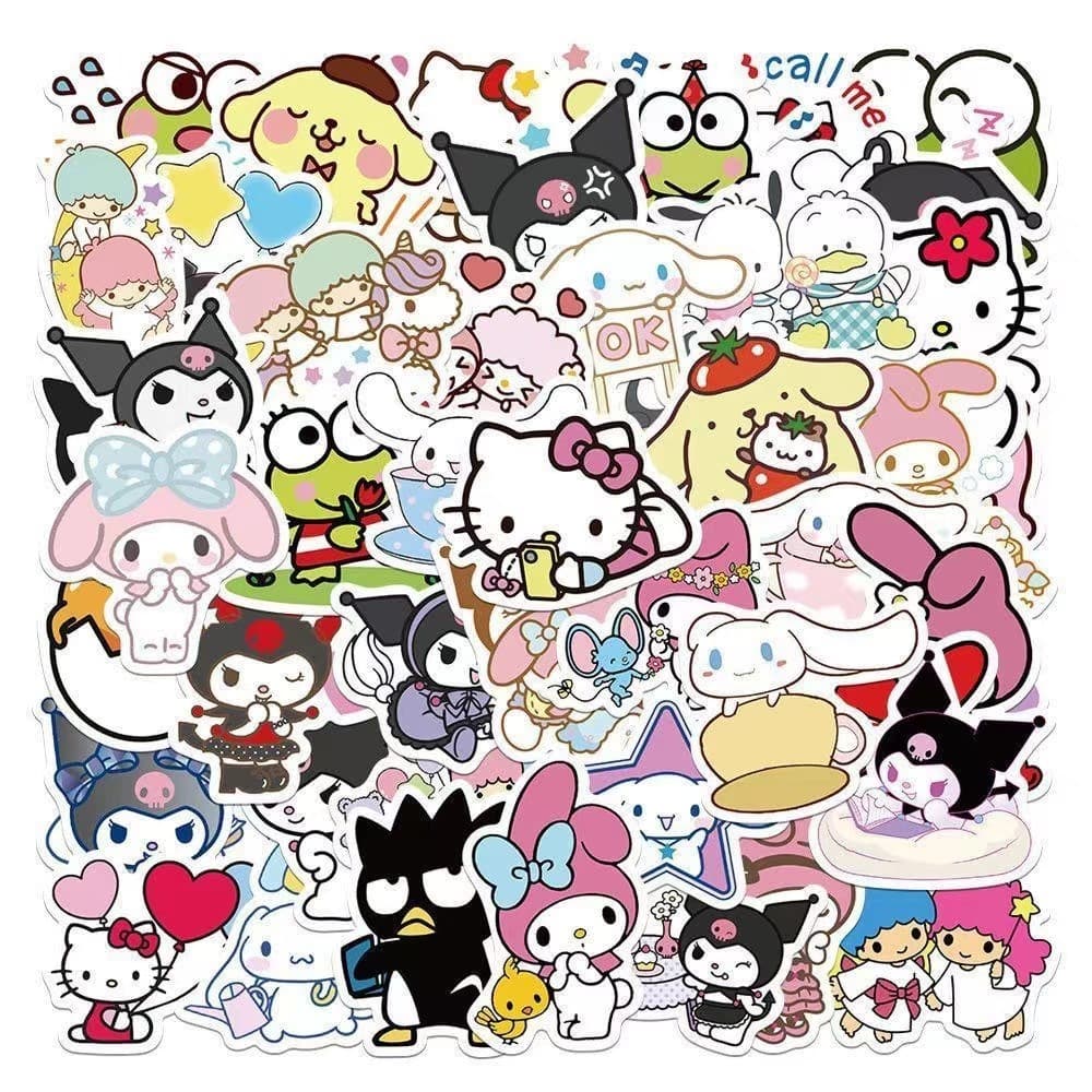 100แผ่น น่ารัก sanrio การ์ตูน สติ๊กเกอร์ สําหรับตกแต่งกระเป๋าเดินทาง iPad ตู้เย็น ถ้วยน้ำ แล็ปท็อป กีตาร์ DIY รูปที่ 1