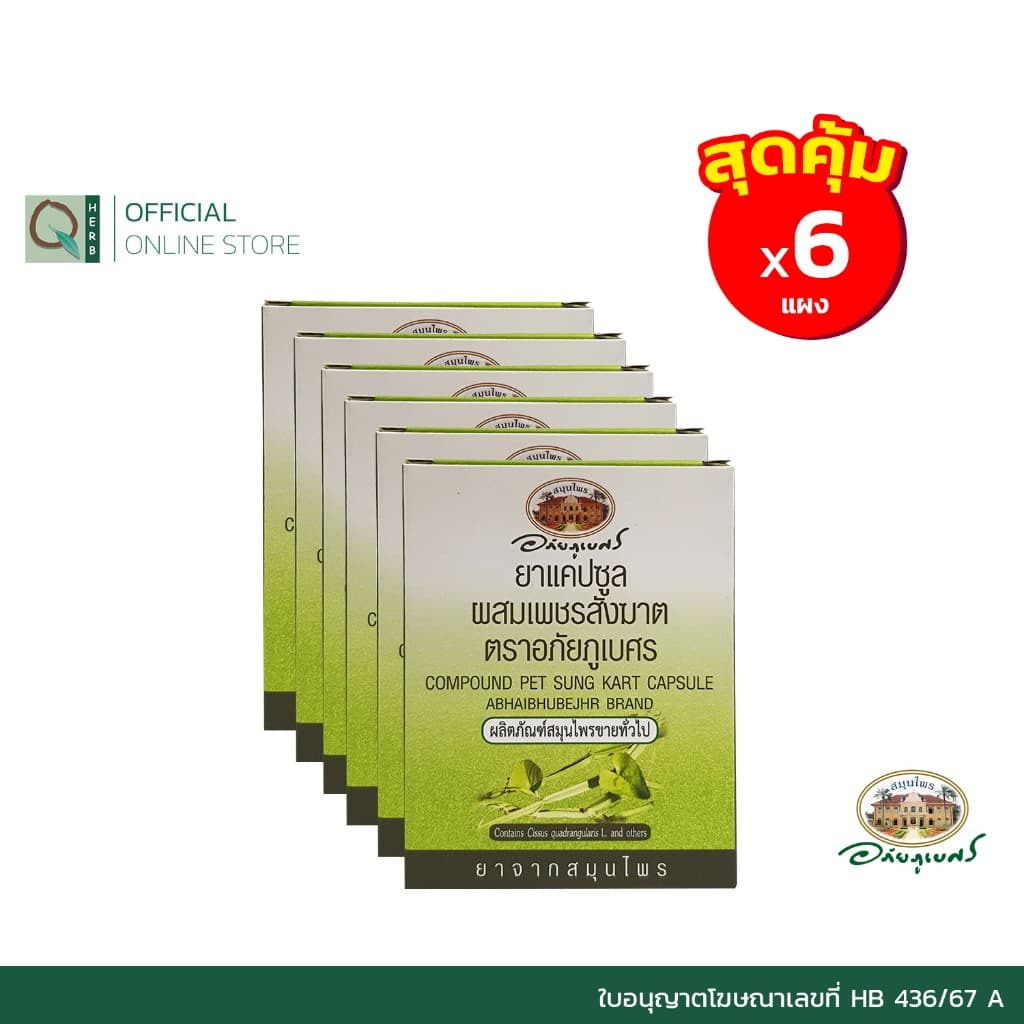 อภัยภูเบศร เพชรสังฆาต 6 แผง (60 แคปซูล)