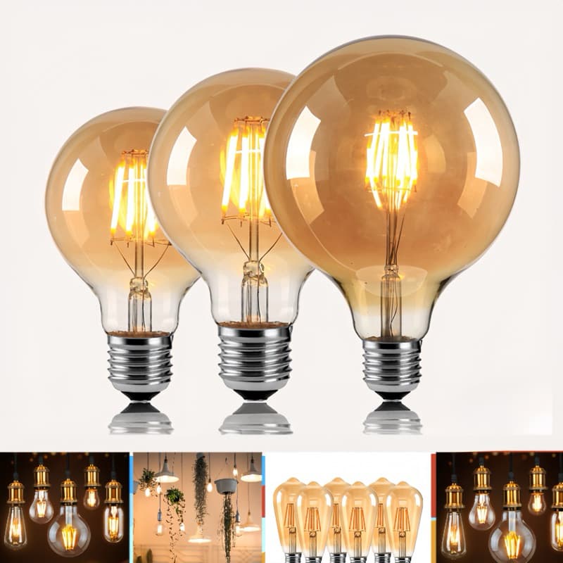 หลอดไฟวินเทจLED E27 กลม 4W 6W 8W แสงวอร์ม สีชาหลอดไฟและอุปกรณ์ไฟทรงเอดิสัน รูปที่ 4