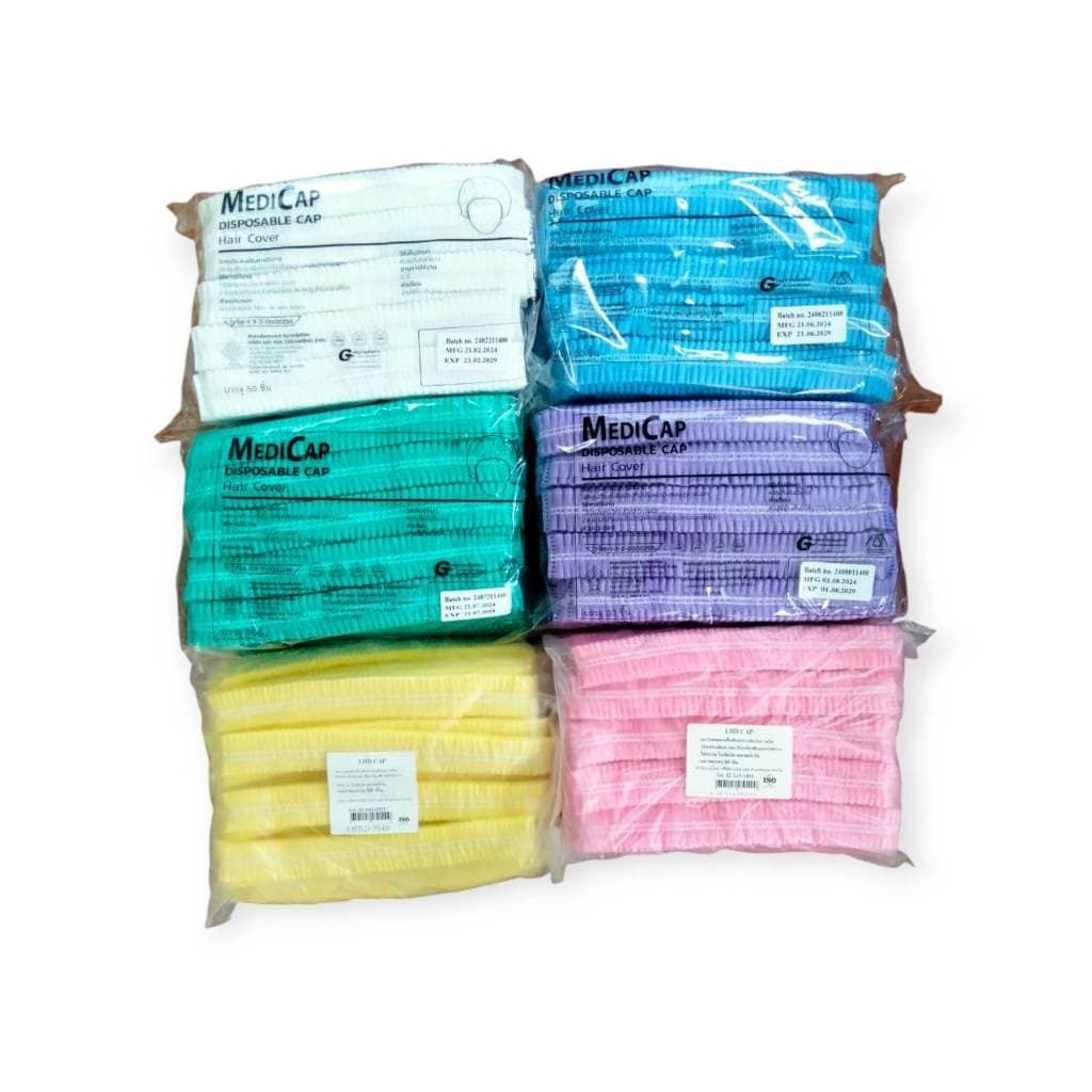 Welcare,Dura,Medi,Biosafe,LHD หมวกคลุมผมอนามัย50ชิ้น Bouffant Caps รูปที่ 8