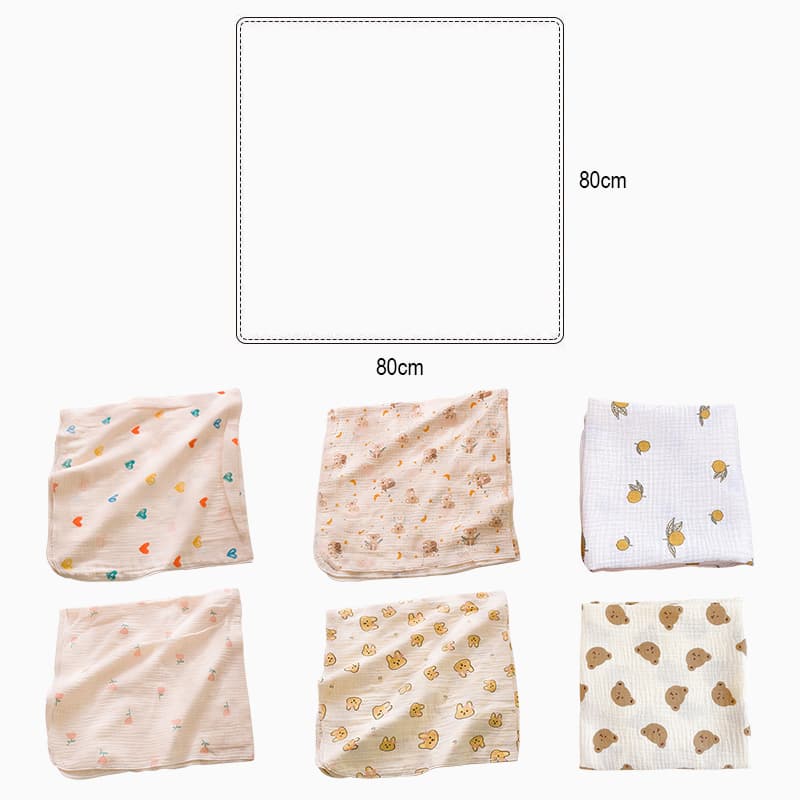 ผ้าห่อตัวเด็ก ผ้าห่มเด็ก ผ้ามัสลิน 80x80cm ขนาดใหญ่ ผ้าฝ้าย น่ารัก รูปที่ 7