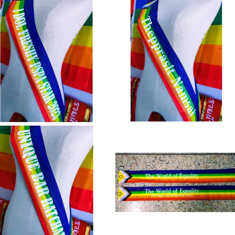สายสะพายสีรุ้ง สายสะพายPride Lgbt Rainbow Sash สั่งทำสายสะพายสีรุ้งคิดคำได้เอง ไม่มีขั้นต่ำ รูปที่ 8