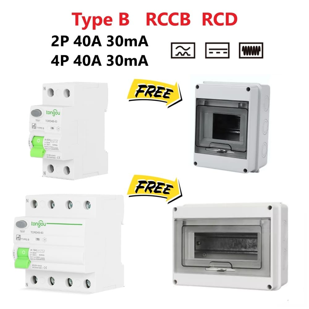 RCCB RCD Type B + MCB เบรคเกอร์กันดูดกันรั่ว ติดตั้งรถไฟฟ้า EV charger Tongou เบรคเกอร์ Type B 2P 4P รูปที่ 1