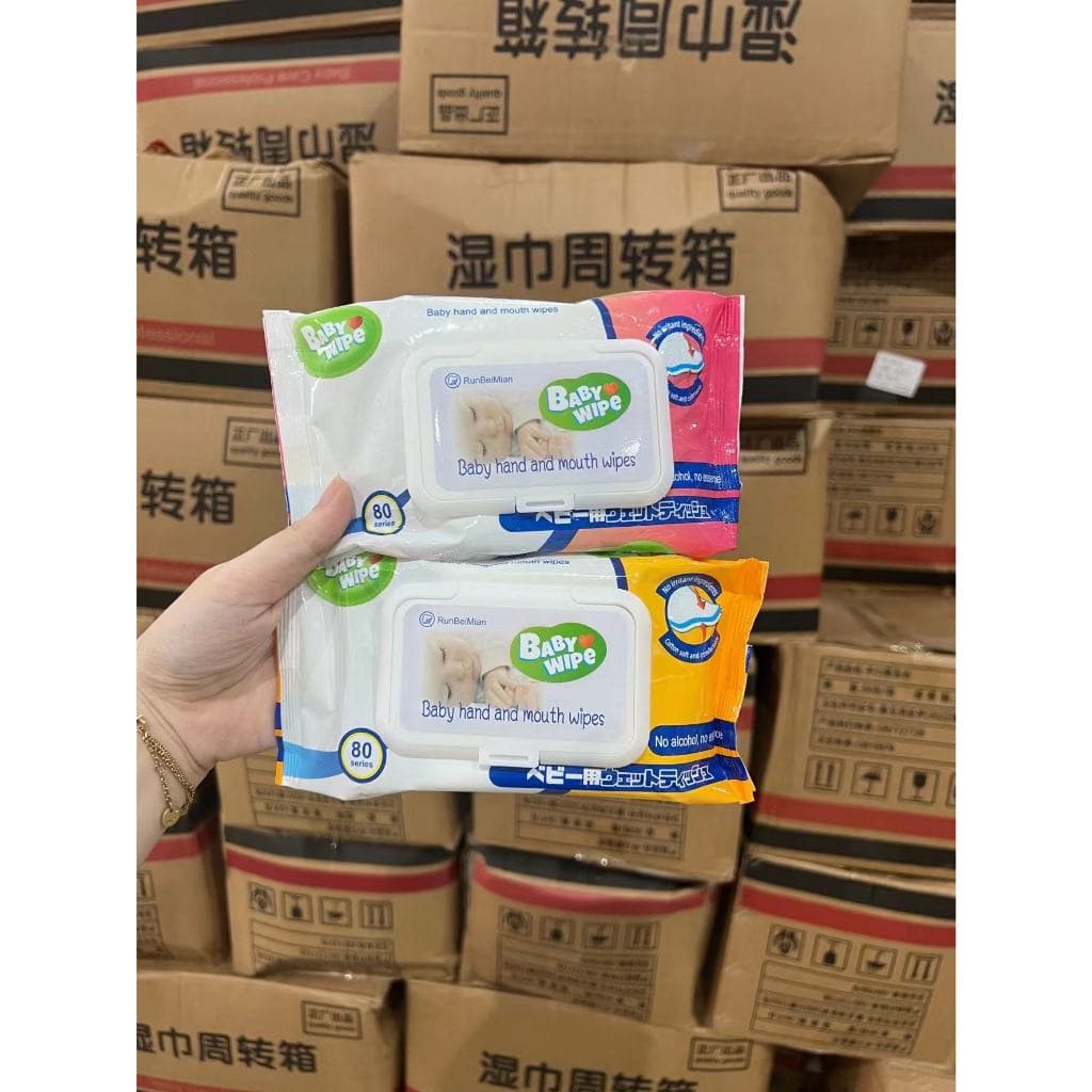 ทิชชู่เปียกรุปเด็กๆไม่มีแอลกอฮอล์เหมาะกับเด็ก Babyhandandmouthwipes รูปที่ 1