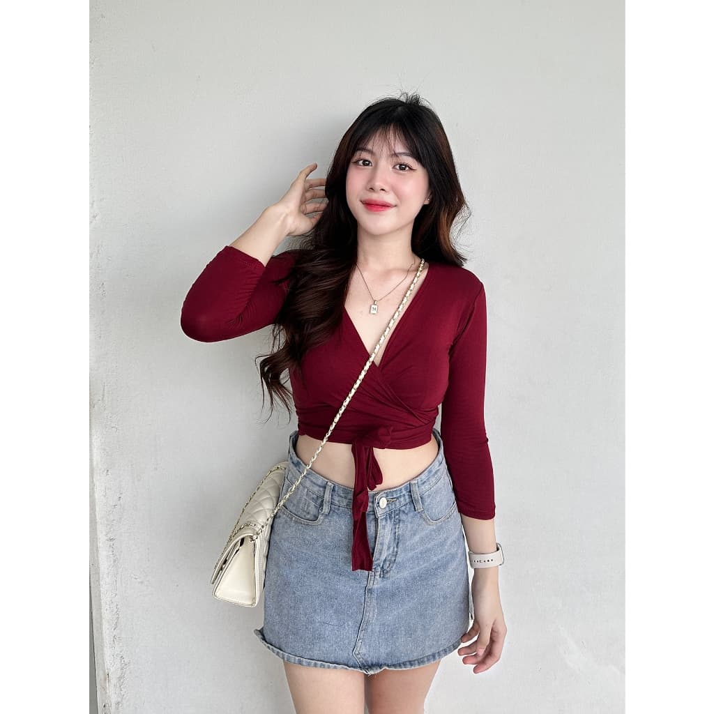 PIN113 ครอปท๊อปผูกเอว DJ รูปที่ 6