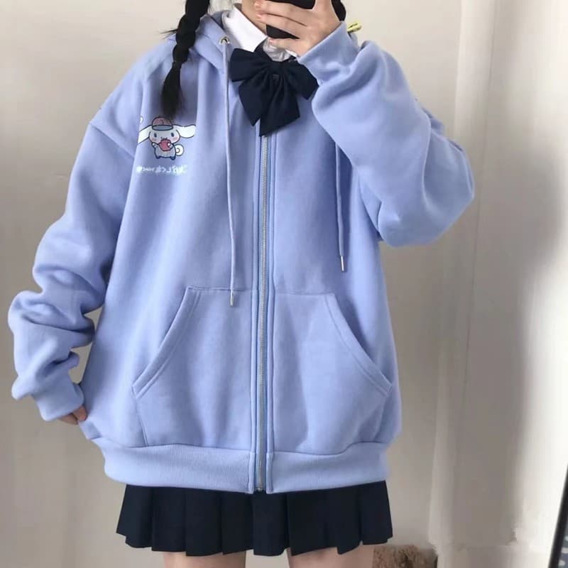 เสื้อกันหนาว คลุมแขนยาว มีฮู้ด มีซิป ผ้าสำลี เนื้อผ้านิ่ม ลายการ์ตูน น่ารัก สไตส์วัยรุ่นเกาหลี รูปที่ 2