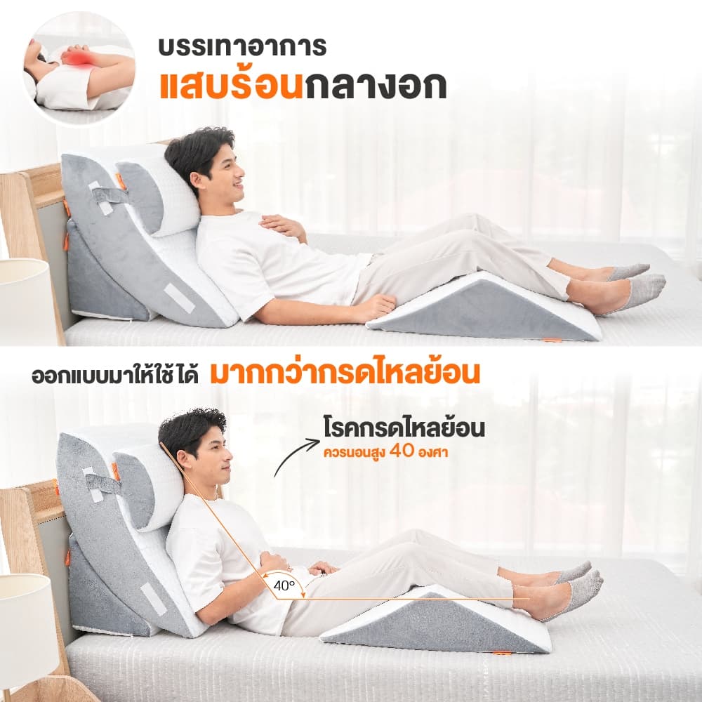 ERGOTREND หมอนกันกรดไหลย้อน ปรับรูปแบบได้ 21 แบบ รุ่น ANTI GERD PILLOW สีขาว รูปที่ 4