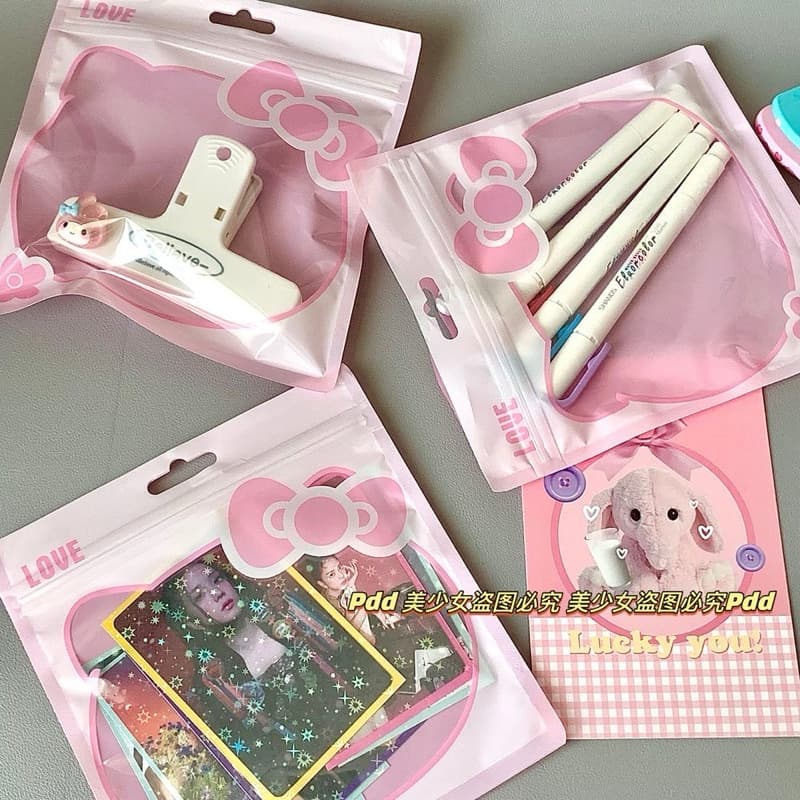 !ถุงซิปล็อค ลายการ์ตูนคิตตี้ kitty แพค10ชิ้น สีชมพู ซองน่ารัก รูปที่ 6