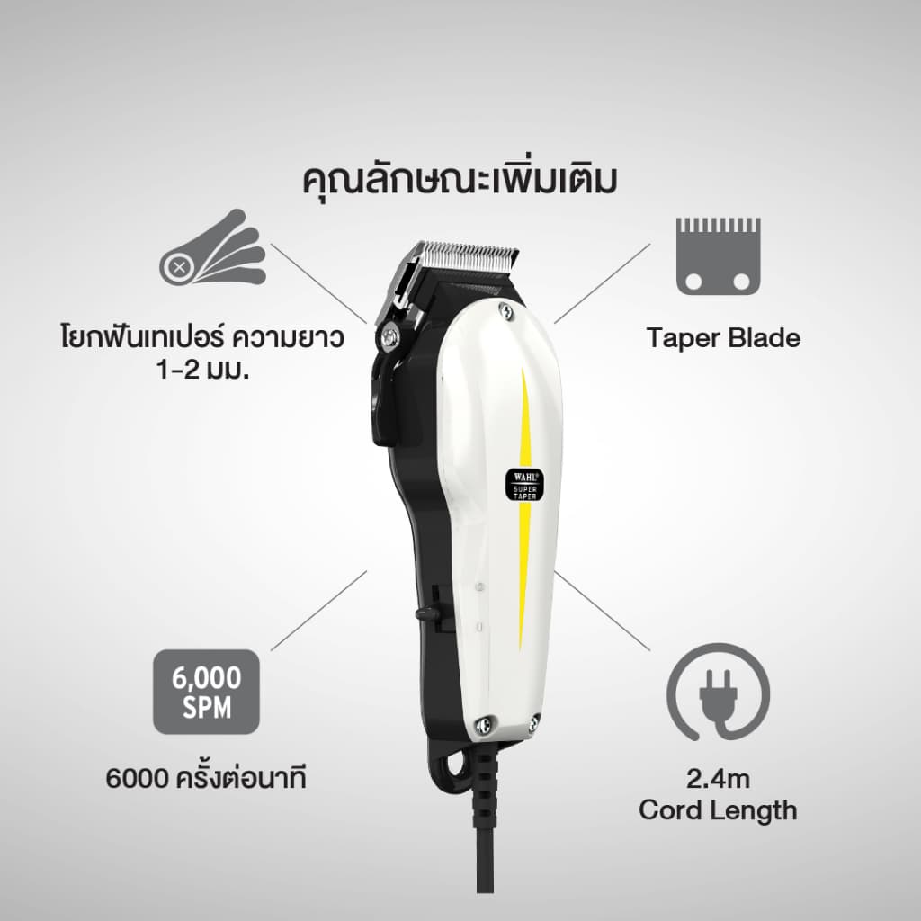 แท้100% Wahl USA ปัตตาเลี่ยน มีใบรับประกัน ใช้งานทนทาน ตัดผม เครื่องแรง วอลล์ แบตเตอเลี่ยน มีฟันรอง ตัดง่าย ปรับฟันได้ รูปที่ 3