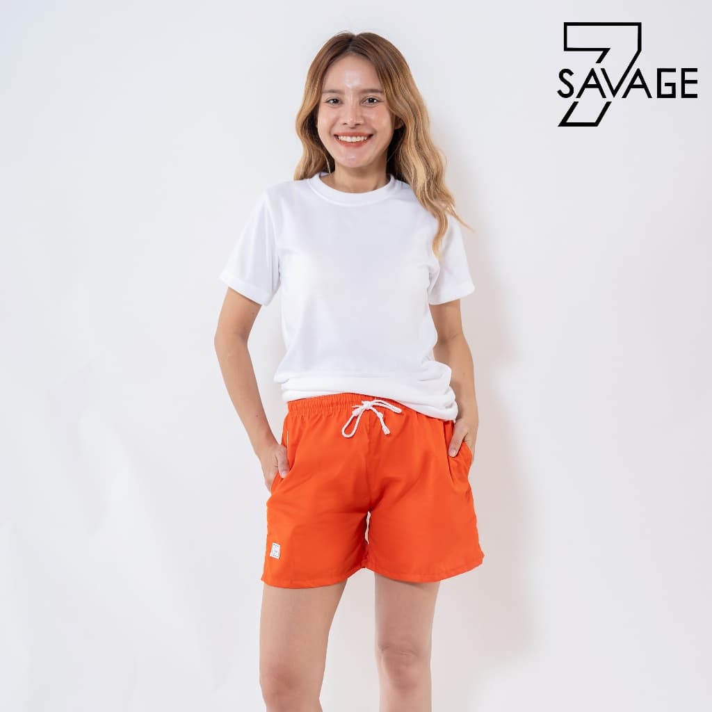 กางเกงขาสั้น เอว 24 - 55” เอวยางยืด S/M/L/XL/2XL/3XL สีพื้น unisex Oversize คนอ้วนใส่ได้ ทรงBang รูปที่ 5