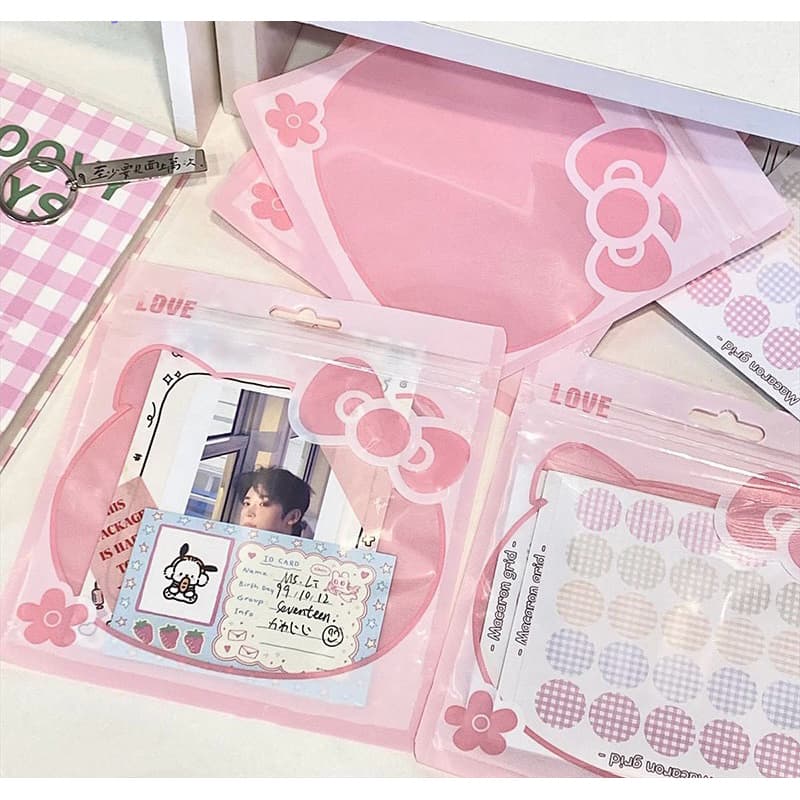!ถุงซิปล็อค ลายการ์ตูนคิตตี้ kitty แพค10ชิ้น สีชมพู ซองน่ารัก รูปที่ 1
