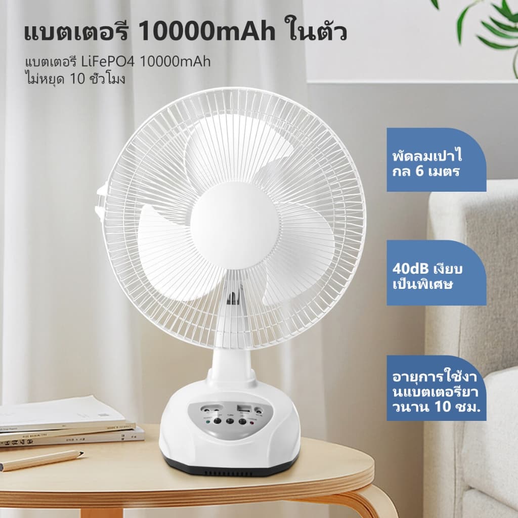 0 ค่าไฟพัดลมโซล่าเซลล์ 12 นิ้ว 14 นิ้ว 16 นิ้ว แบตเตอรี่ในตัว พัดลมแบตอึด พัดลมตั้งพื้น solar fan รูปที่ 6