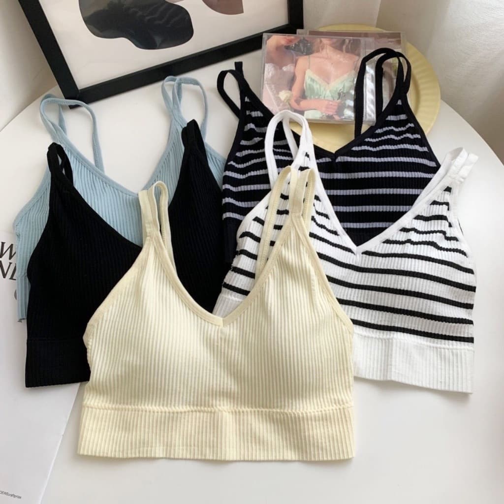 𝑩𝒓𝒂𝑩𝒓𝒂𝑩𝒓𝒂 #bra-257 เสื้อ สายเดี่ยว เกาะอก ครอปทอป รูปที่ 4