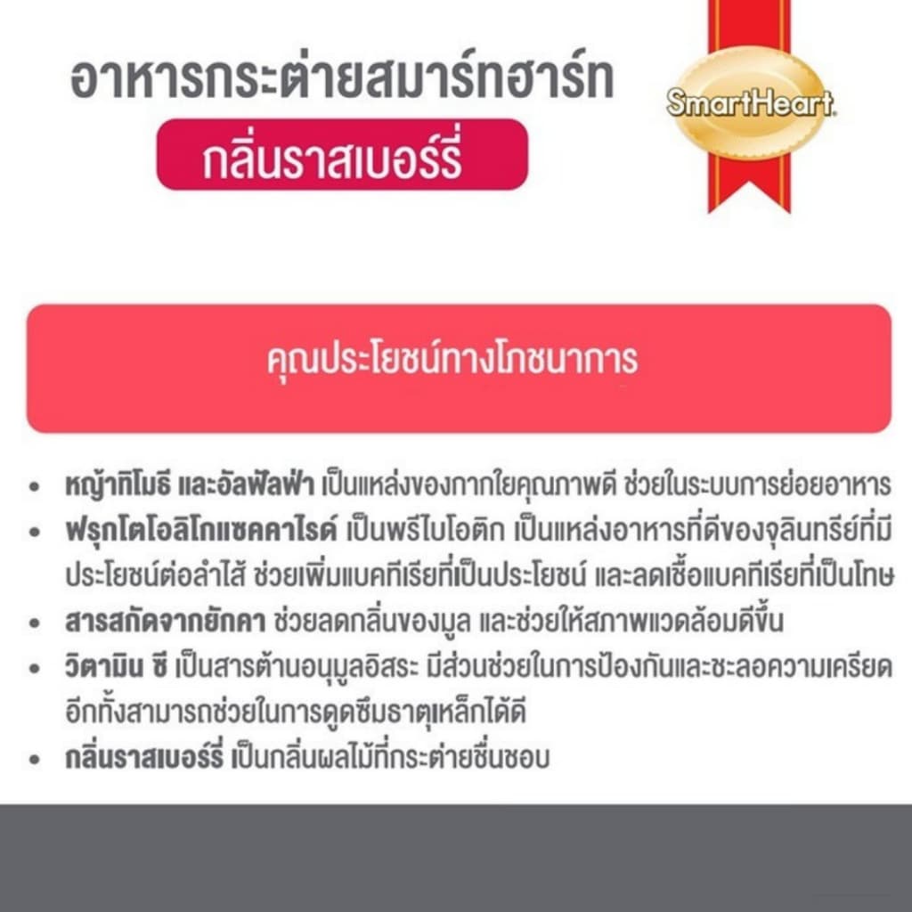 SmartHeart Rabbit Food สมาร์ทฮาร์ท อาหารกระต่าย กลิ่นราสเบอร์รี่ 1 kg./3 kg. รูปที่ 6