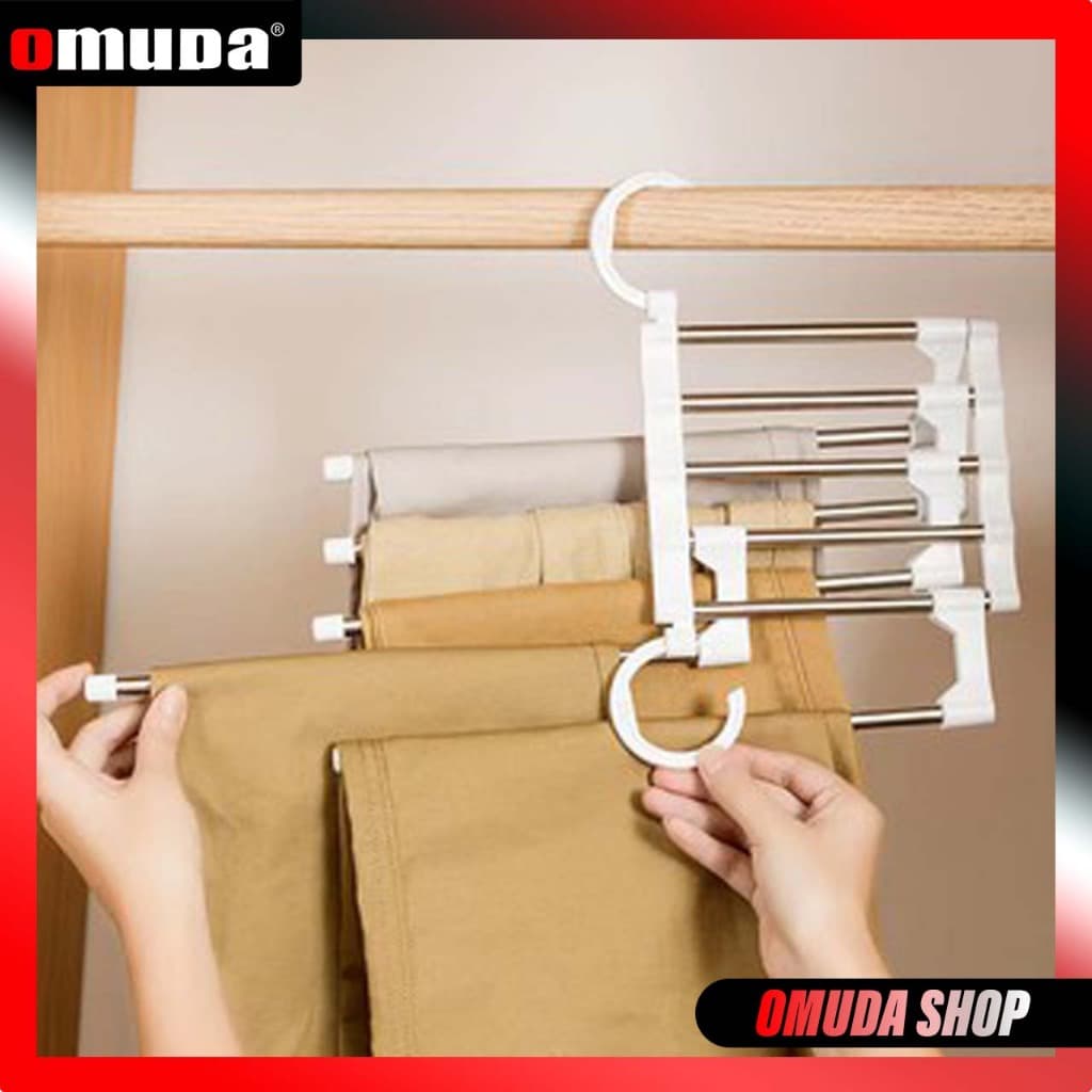 OMUDA_SHOP ไม้แขวน ไม้แขวนกางเกง 5 ชั้น ไม้แขวนสแตนเลส Pant racks stainless steel linhaomall รูปที่ 1