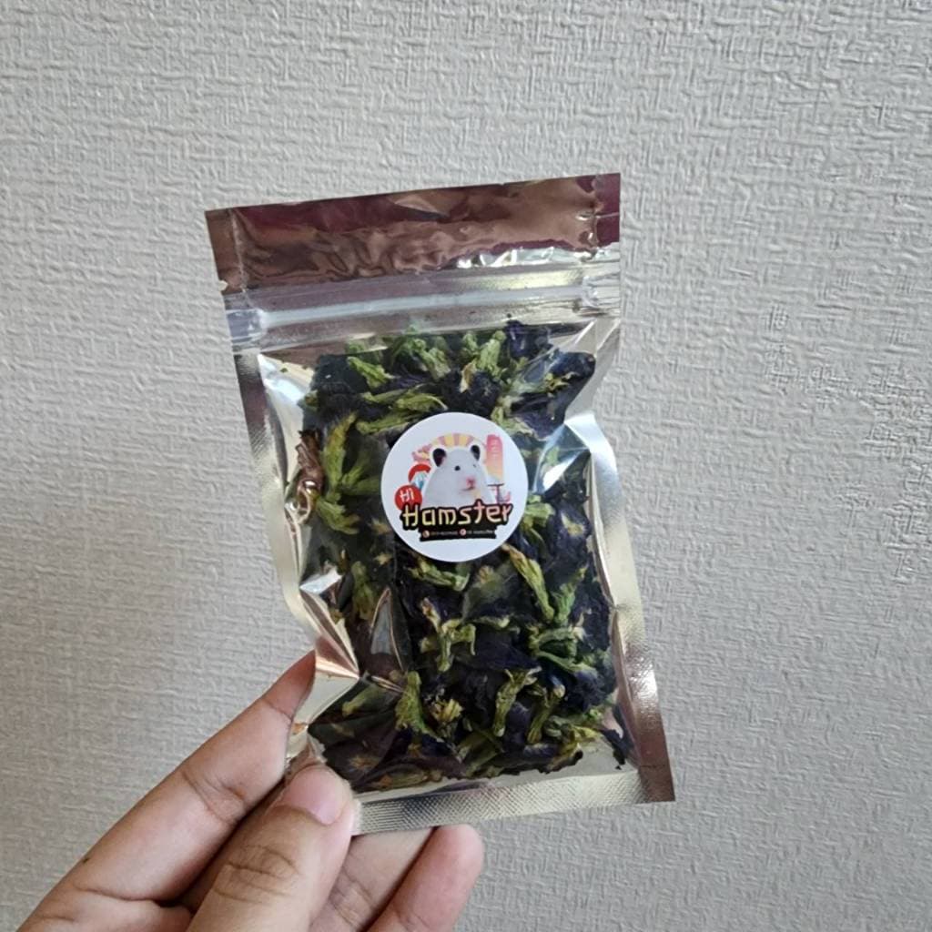 ดอกอัญชันเเห้ง Butterfly Pea ดอกไม้แต่งกรง สามารถทานได้ สำหรับสัตว์ฟันแทะ ขนาด 10g. รูปที่ 2