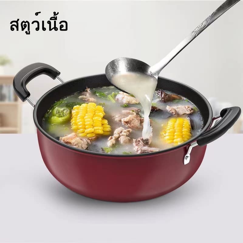กระทะเคลือบ 30/32/34CM กระทะไม่ติด เคลือบหนาทนทาน กระทะเทฟล่อน ใช้ได้กับเตาทุกประเภท รูปที่ 9