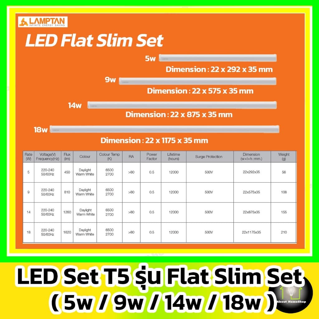 LAMPTAN - LED Flat Slim Set : 5w 9w 14w 18w รูปที่ 9
