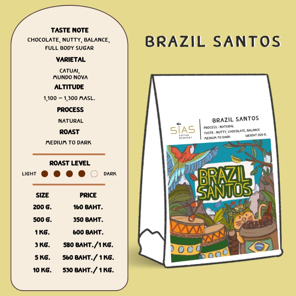 เมล็ดกาแฟคั่ว Brazil Santos By Sias Koffee Roaster รูปที่ 2