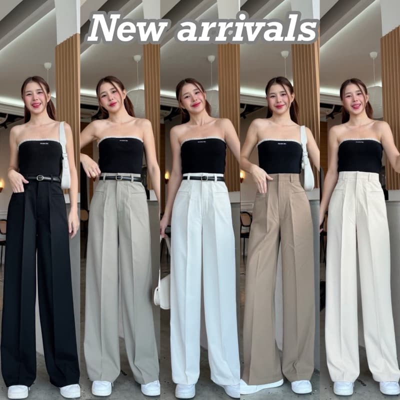 กางเกงขากระบอก ดีเทลกระเป๋าเจาะคู่หน้า ผ้าลิลลี่ งานซิปหน้าตะขอหน้า รูปที่ 1