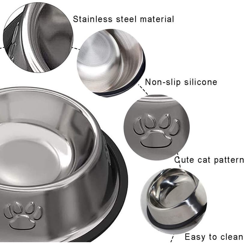 PET LIFE ชามอาหารสัตว์เลี้ยง ชามสแตนเลส ชามแมว ชามสุนัข กันลื่น กันคว่ำ ทนต่อการกัด ทำความสะอาดง่าย มีให้เลือก 5 ขนาด รูปที่ 8