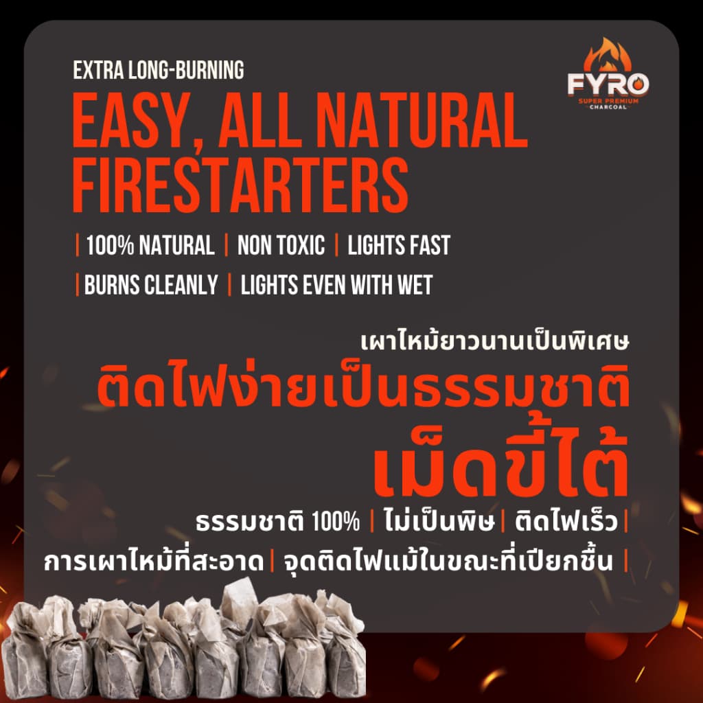 Charcoal Fire Starters for lighting BBQ Charcoal เม็ดขี้ไต้ 24 เม็ด ใช้เพื่อจุดไฟถ่าน BBQ รูปที่ 2