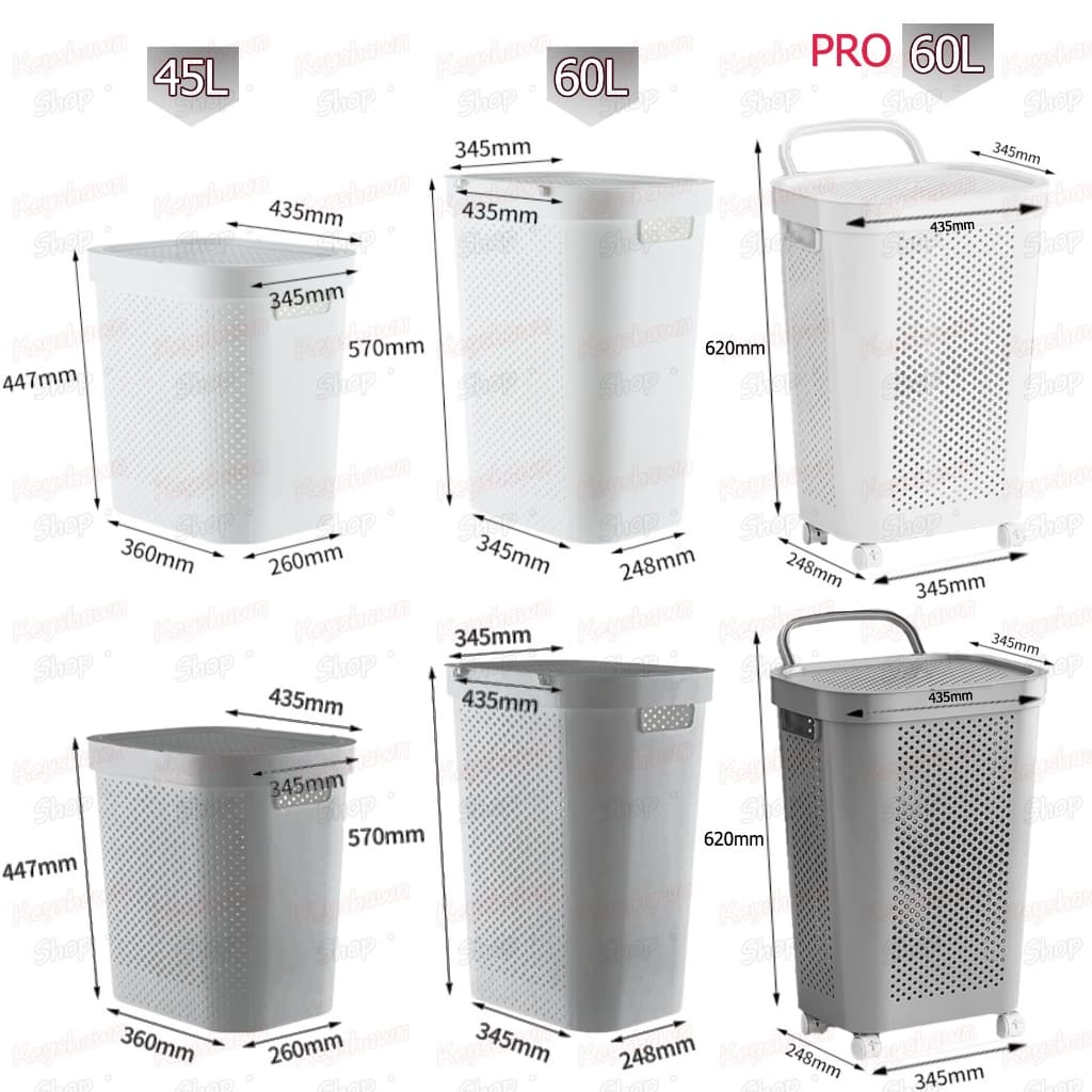⭐ตระกร้าผ้า ตะกร้าใส่ผ้า ตะกร้าจัดเก็บเสื้อผ้า ขนาดใหญ่ 45/60L มีฝาปิด สีขาว สีเทา กันน้ำ ข้น รูปที่ 8