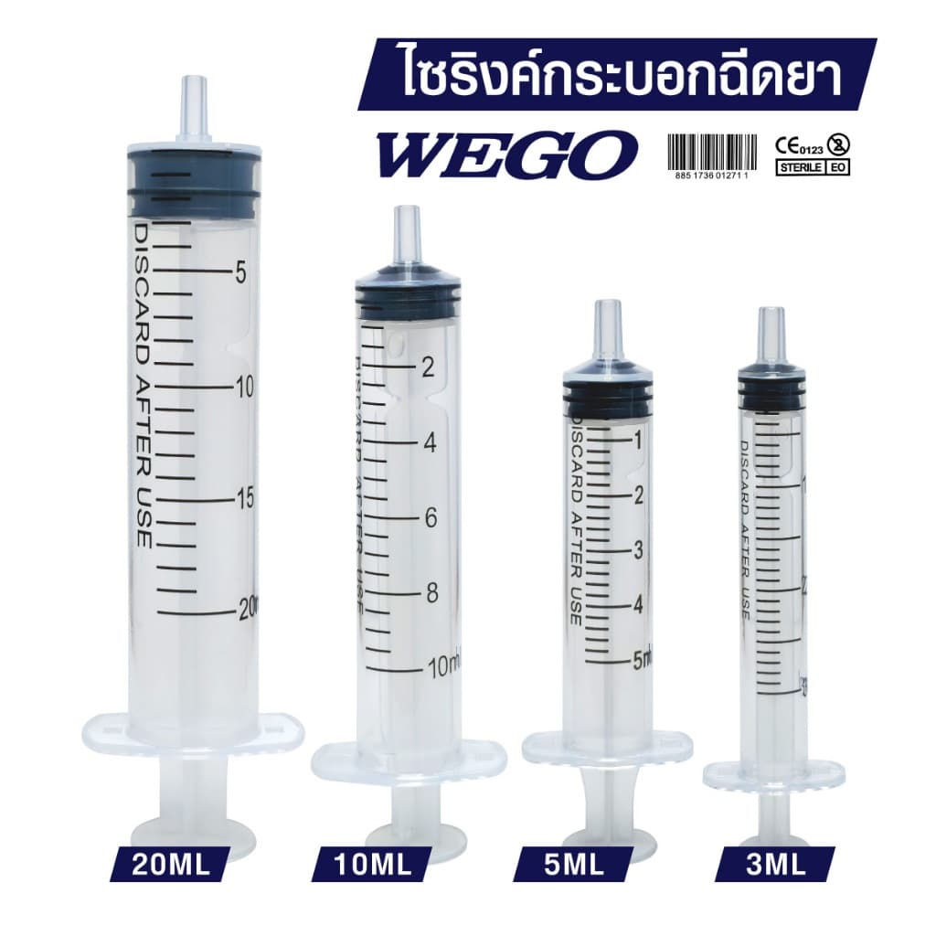 ไซริงค์ ไซริ้ง 3ml, 5ml, 10ml, 20ml Syringe กระบอกฉีดยา ล้างจมูก WEGO รูปที่ 4