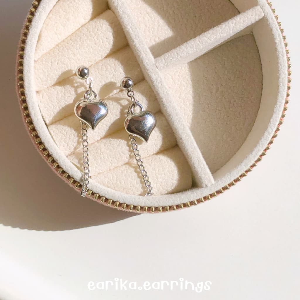 earika.earrings - my sweet soul ต่างหูห้อยหัวใจก้านเงินแท้ชุบทองคำขาว ผิวแพ้ง่ายใส่ได้ รูปที่ 4