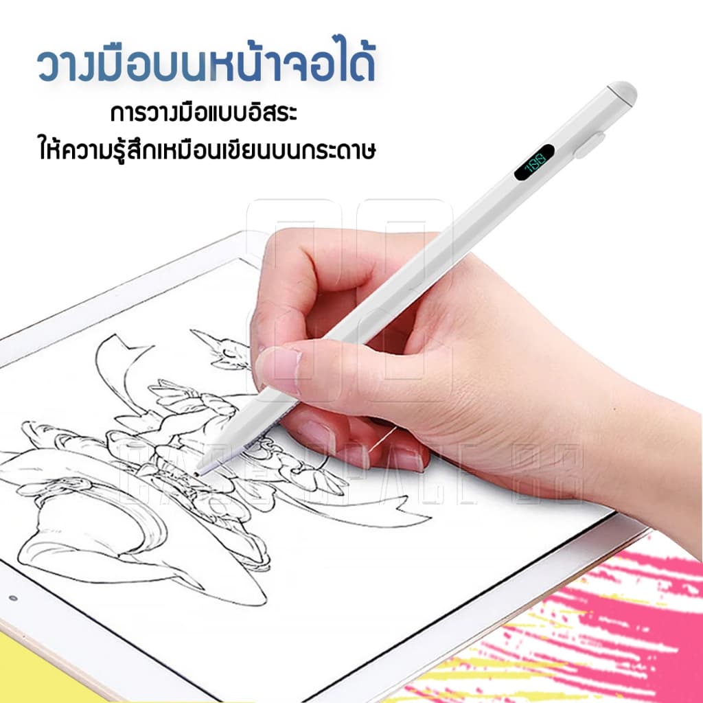 ปากกาสำหรับไอแพด วางมือ+แรเงาได้ Pencil stylus สำหรับ gen10 9 8 7 6 Air3 Air4 Air5 Air6 Pro11 Pro12.9 Pro 13 Model11 รูปที่ 2
