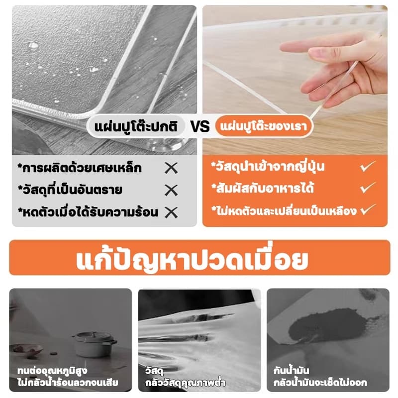 วัสดุเกรดทหารเยอรมัน ทนทานนาน 20ปี ผ้าปูโต๊ะ ผ้าคลุมโต๊ะ PVC ไม่มีกลิ่น กันน้ำมันกันความร้อน ทนทาน ทำความสะอาดง่าย รูปที่ 6