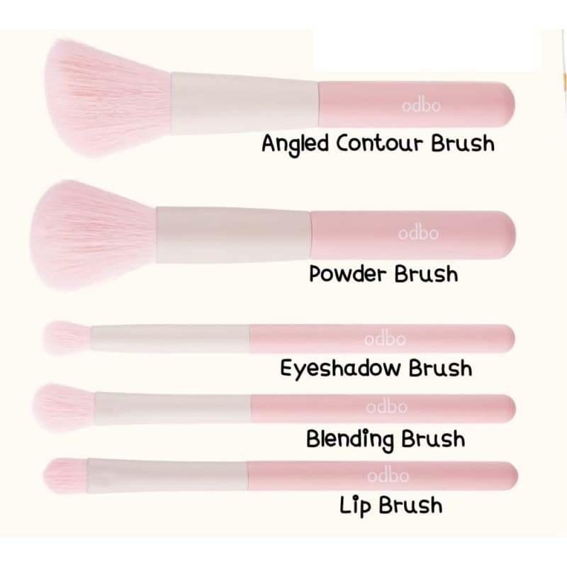 ODBO WOW BEAUTY SET โอดีบีโอ ว้าว บิวตี้ เซ็ต แปรง 5 ชิ้น สีพาสเทล พร้อมกระเป๋า ใส่แปรง OD8060 รูปที่ 2