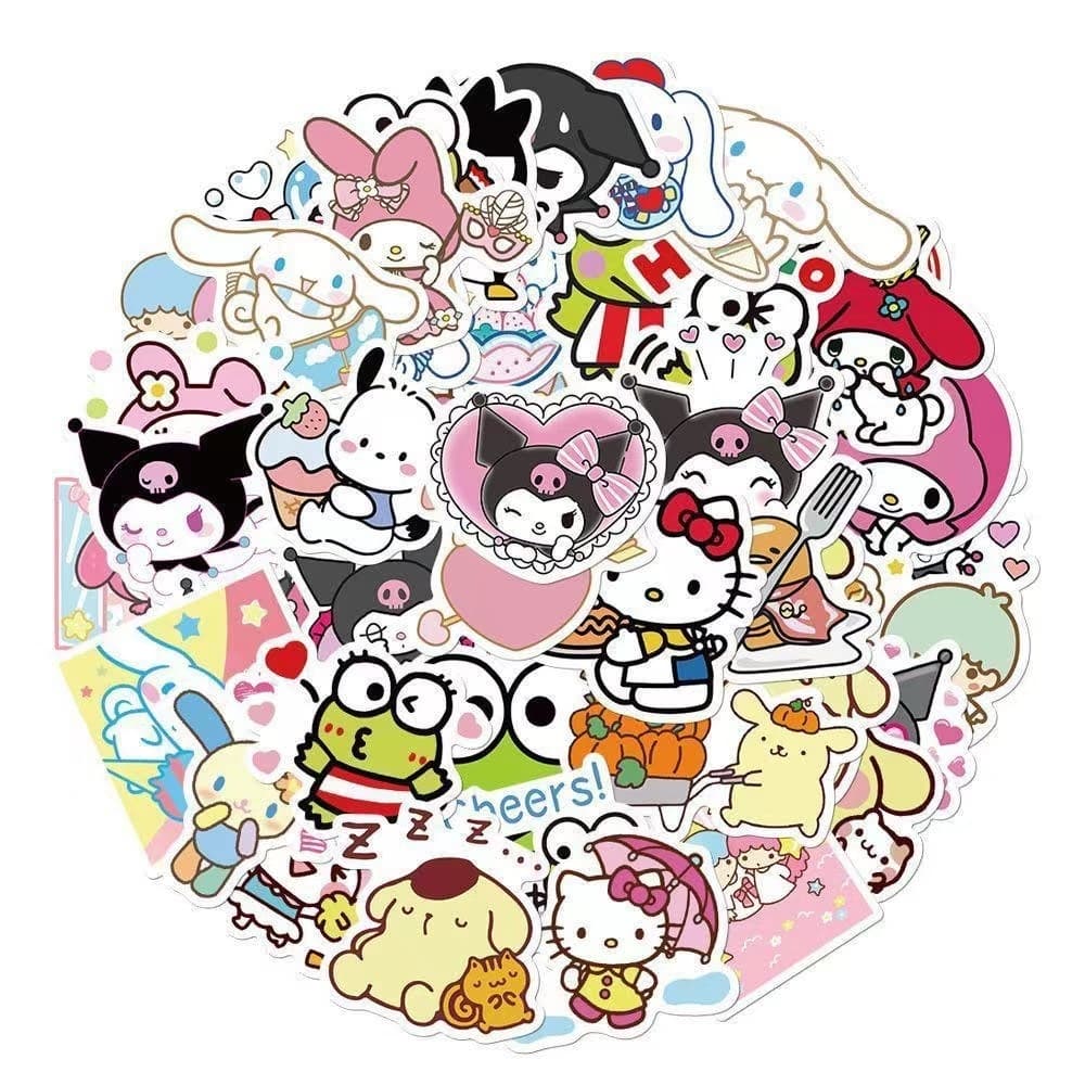 100แผ่น น่ารัก sanrio การ์ตูน สติ๊กเกอร์ สําหรับตกแต่งกระเป๋าเดินทาง iPad ตู้เย็น ถ้วยน้ำ แล็ปท็อป กีตาร์ DIY รูปที่ 6