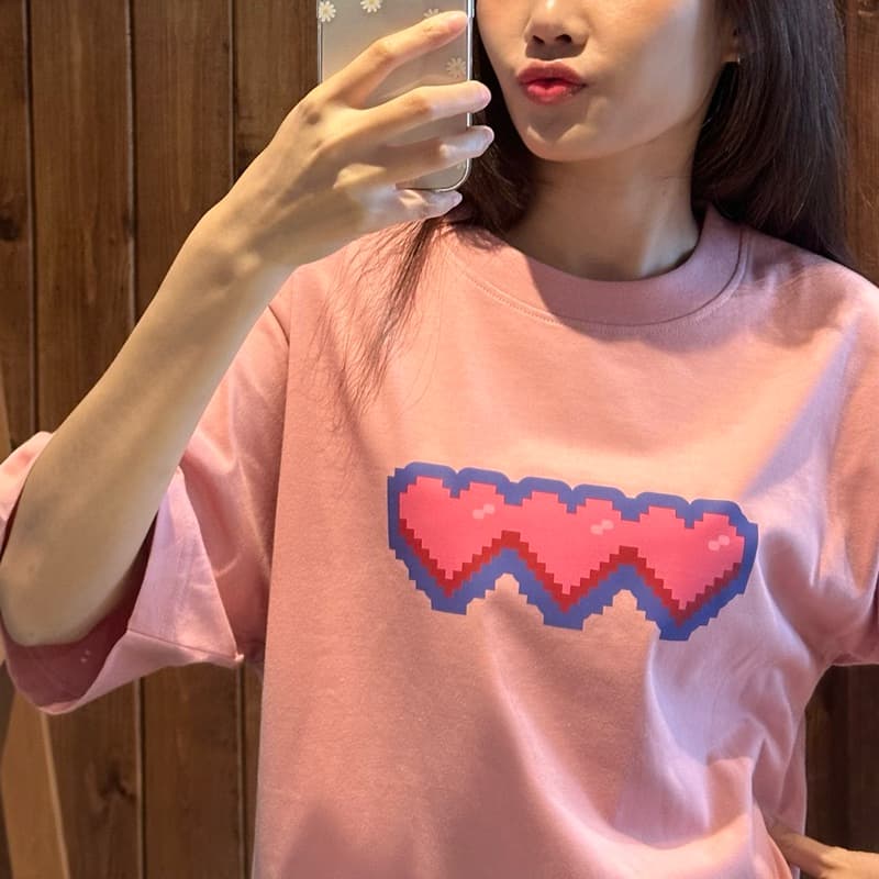 myyoungs - Heart เสื้อยืดโอเวอร์ไซส์ รูปที่ 7