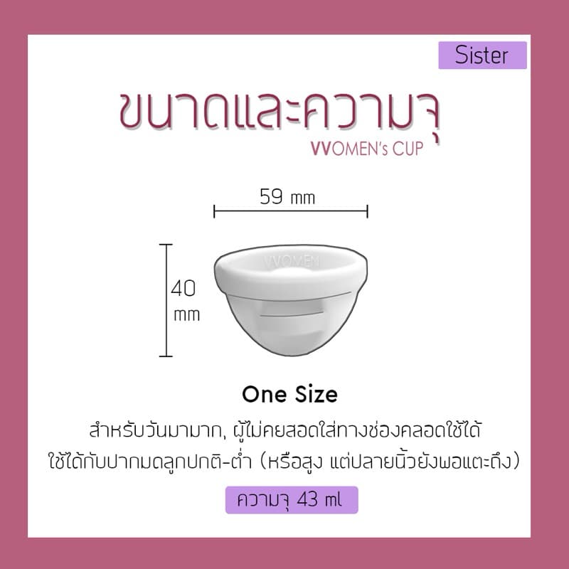 ถ้วยอนามัยทรงดิสก์ รุ่นเล็ก - VVOMEN รูปที่ 3