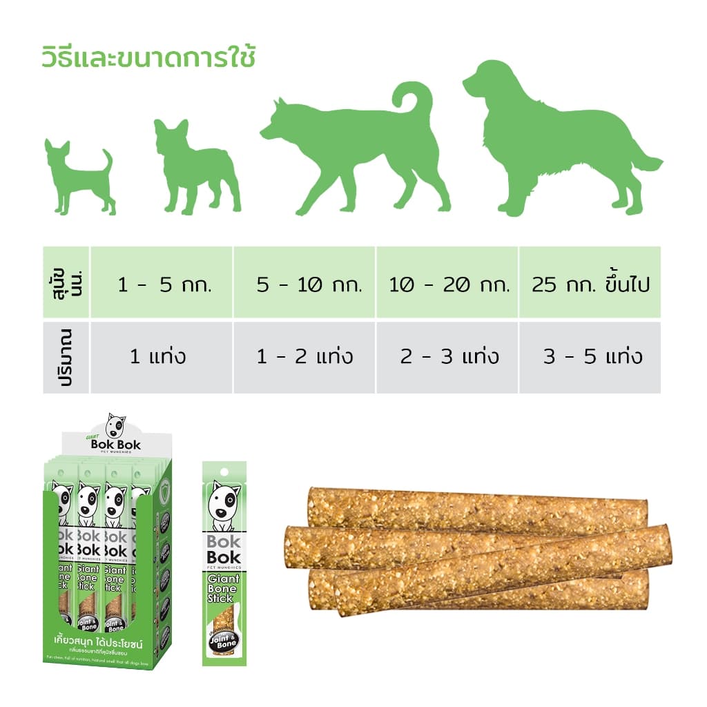 ขนมสุนัข Bok Bok สูตรไขมันต่ำ บำรุงข้อ ไจแอ้นโบนสติ๊ก 1 แท่ง เหมาะสำหรับน้องหมาแพ้ง่าย ทำจากเนื้อปลาแท้ รูปที่ 4