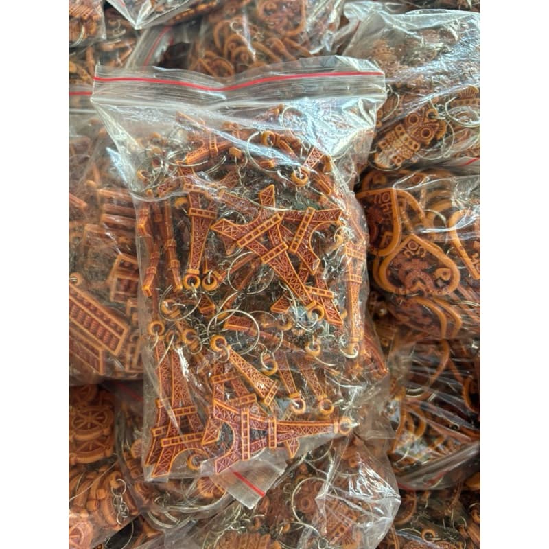 100-500ชิ้น คละลายขายส่งพวงกุญแจลายไม้คลาสสิค ของแถม ของชำร่วยงานต่างๆ รูปที่ 5