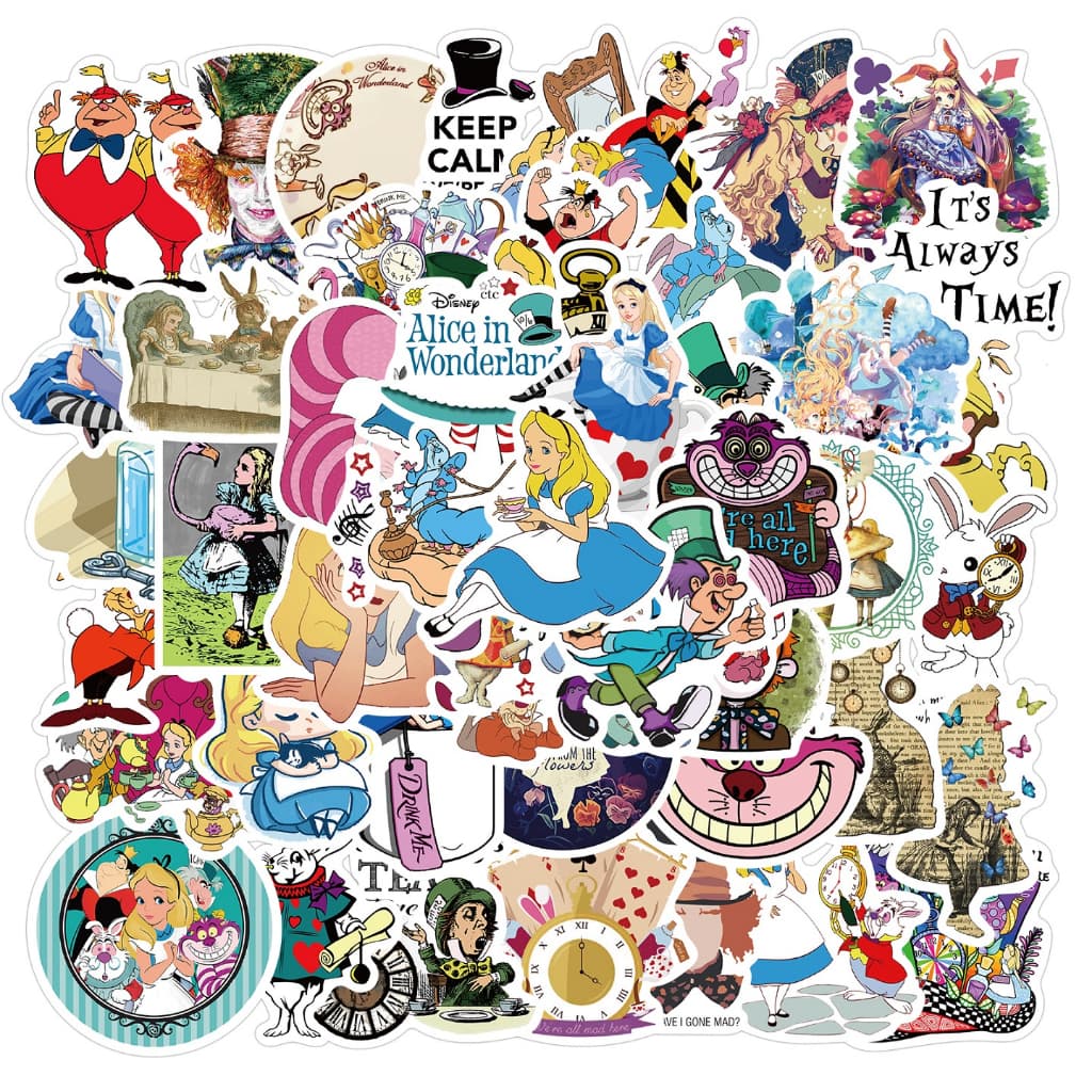Disney Princess ดิสนี่ย์ ปริ๊นเซส 50แผ่น กันน้ำ สติ๊กเกอร์ Alice in Wonderland อลิซในแดนมหัศจรรย์ sticker รูปที่ 3